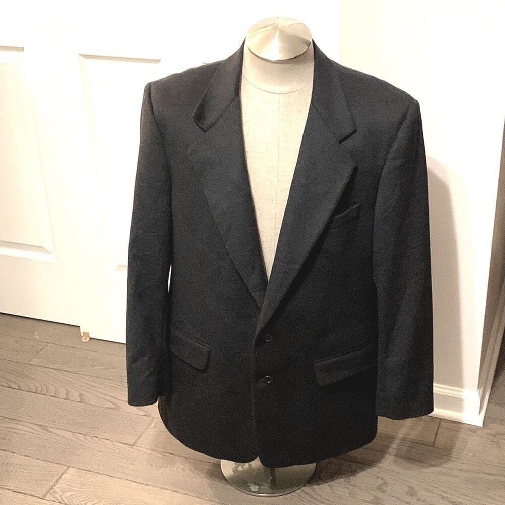 Vintage Holt Renfrew Men’s 100% Cashmere Black Suit Jacket Blazer Sporty 46R
